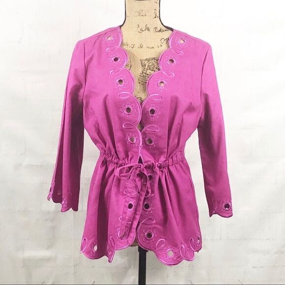 Bob Mackie Wearable Art Pink embroidered jacket - Picture 1 of 8